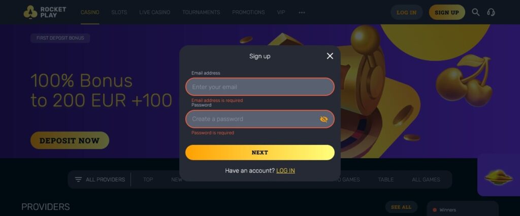 rocketplay casino sign up bonus
